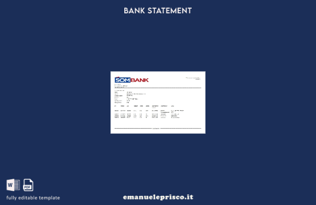 modello Excel di estratto conto bancario Somalia Sombank in stile verificato